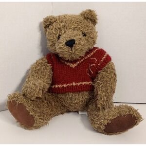 DanDee Collector's Choice Plush Stuffed Brown Teddy Bear Red Sweater 10" Sitting